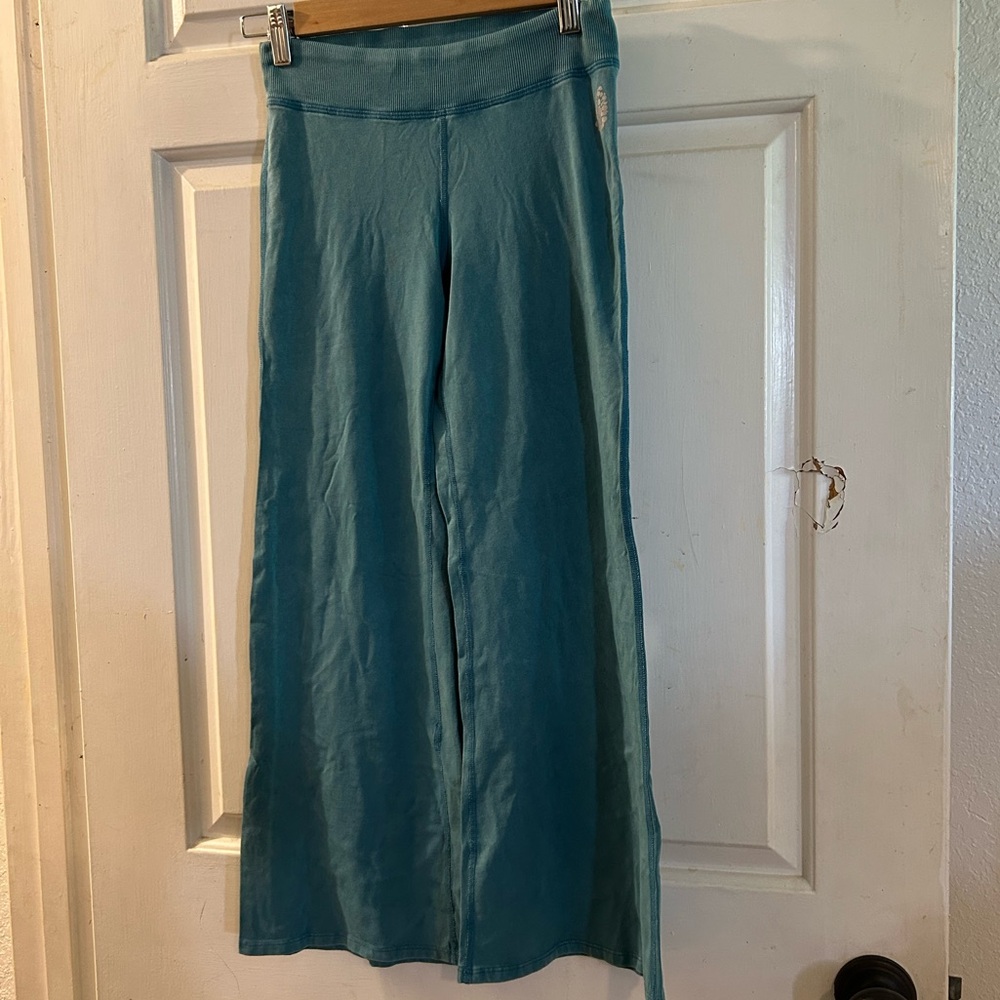 Free People Teal Wide-Leg Pants